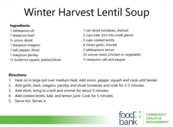 Winter Harvest Lentil Soup Recipe Courtesy Food Bank of Central & Eastern North Carolina