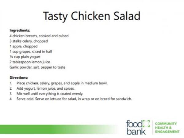 Chicken Salad Recipe courtesy Food Bank of Central & Eastern North Carolina