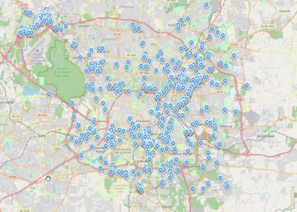  This shows car thefts have happened all over the city. 