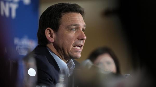 Florida Gov. Ron DeSantis speaks at a political roundtable, Friday, May 19, 2023, in Bedford, N.H. (AP Photo/Robert F. Bukaty)