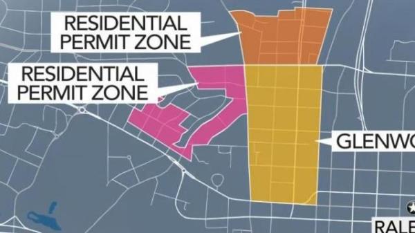 Map of permit zo<em></em>nes around Glenwood Avenue