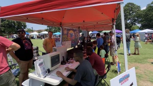 Gaming station at Moore Square Park