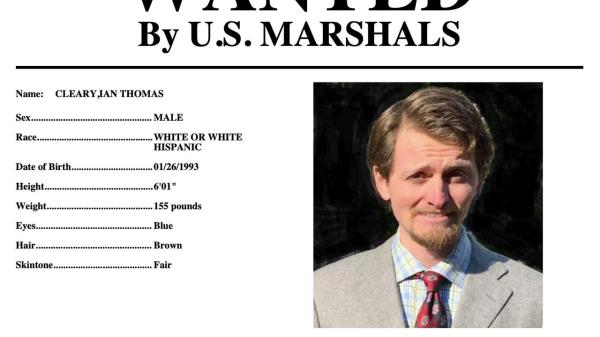 This wanted poster provided by the U.S. Marshals shows Ian Cleary, of Saratoga, Calif. U.S. marshals have been leading the two-year search for Cleary since prosecutors charged him with sexually assaulting a young woman in 2013 at Gettysburg College. Her lawyer wo<em></em>nders how he has eluded capture at a time when people are co<em></em>nstantly tracked by their digital footprints. Cleary remains on the run in 2023. (U.S. Marshals via AP)